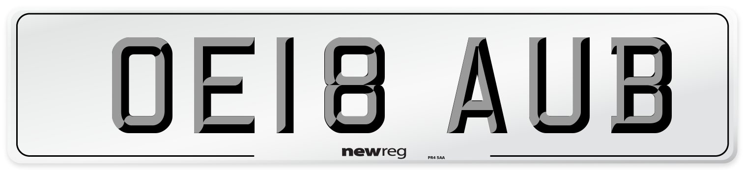OE18 AUB Number Plate from New Reg